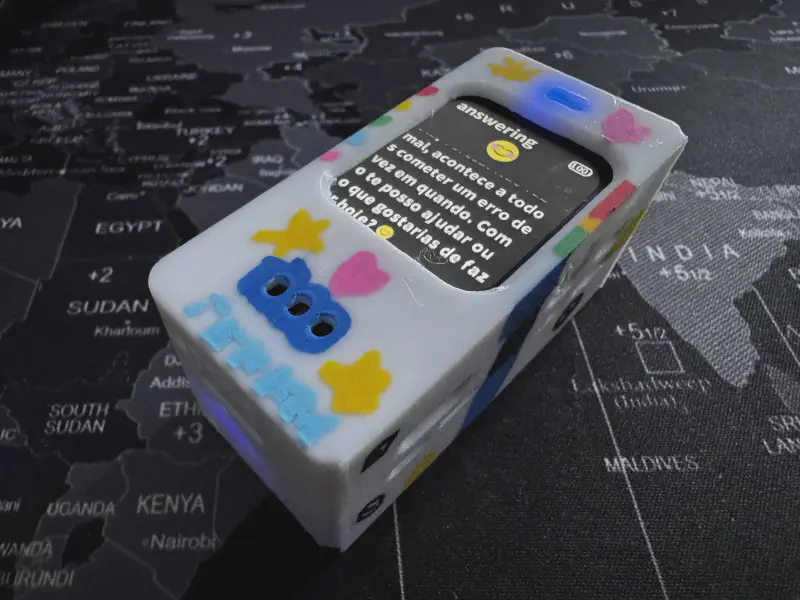 Eva with her new case, painted by my daughter