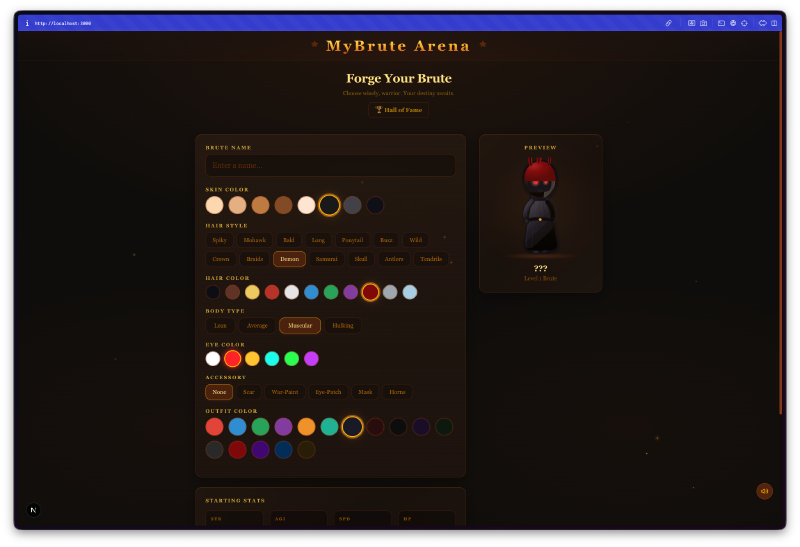 Character creation with preview